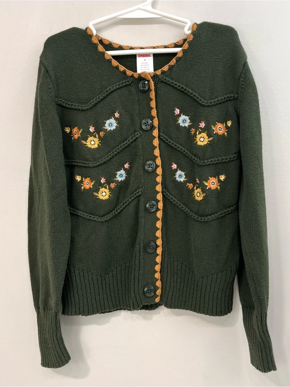 Gymboree Embroidered Sweater Cardigan Girls Size 8 Floral Cottage Fairy